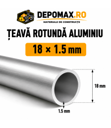 Teava rotunda aluminiu 18 x 1.5 mm, 6 metri (6060)